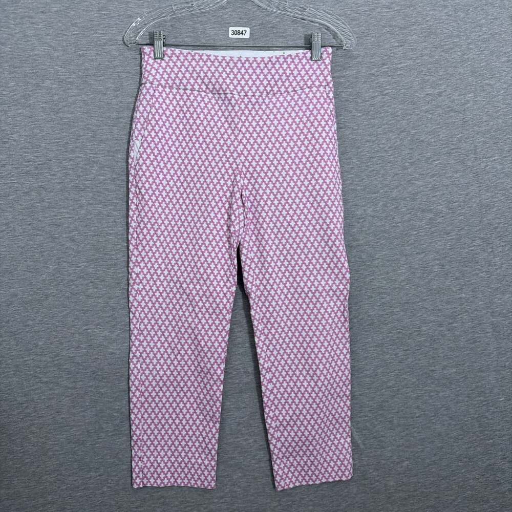 Swing Control Women's Size 2 Pink Print Pull On Straight Leg Cropped Pants